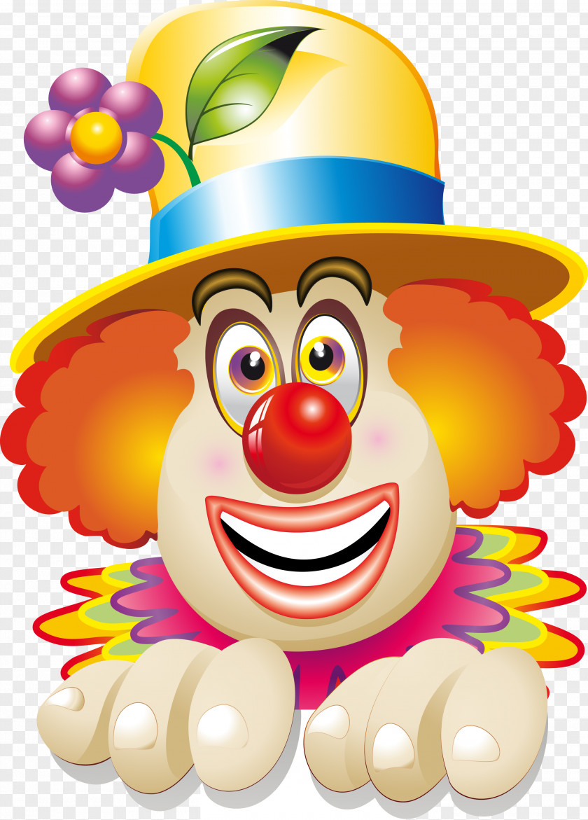 Vector Happy Clown Circus Face Clip Art PNG