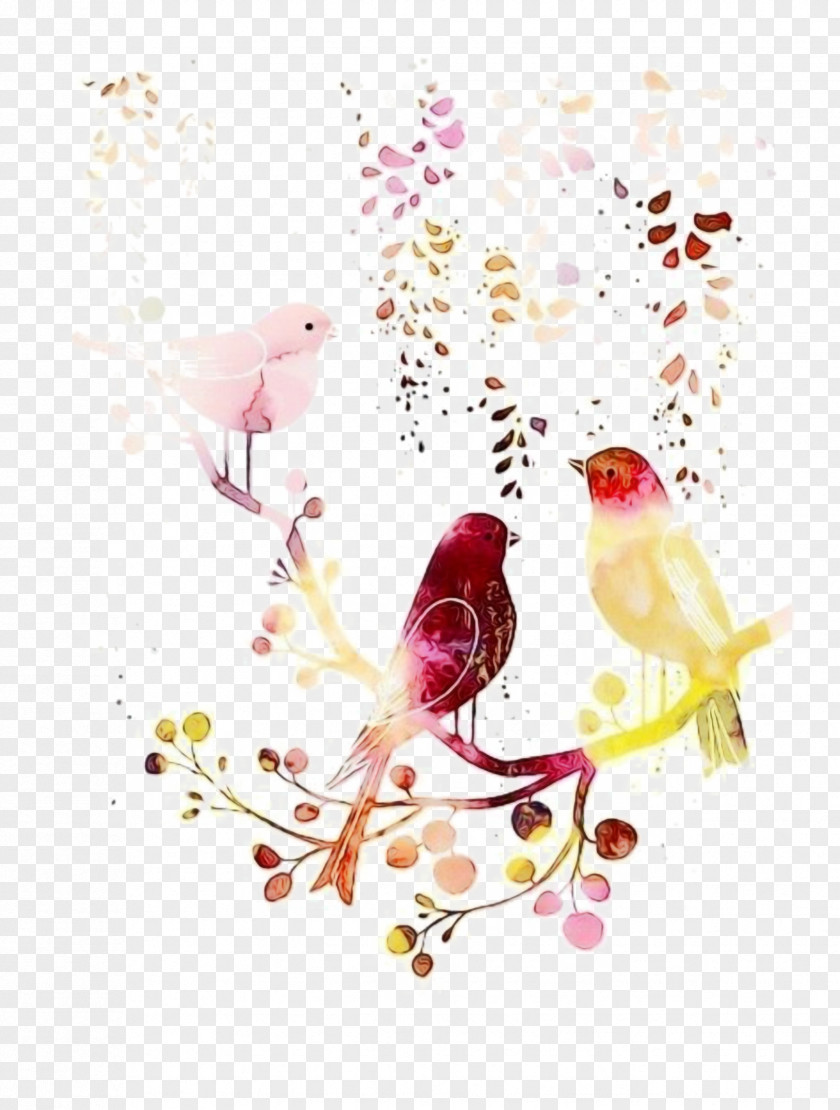 Watercolor Paint Parrot Flower Background PNG