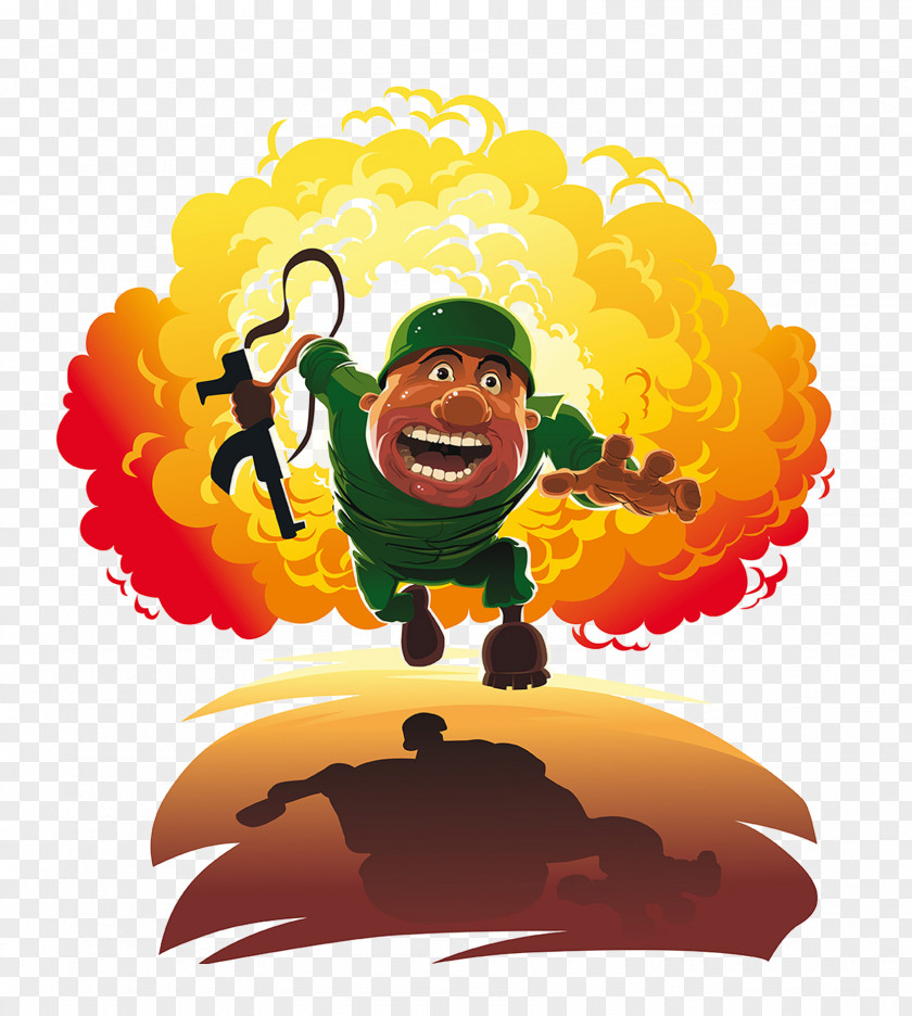 Cartoon Battlefield Soldiers Explosion PNG