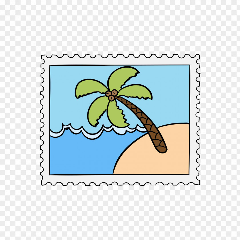 Beach Coconut Tree Stamps Euclidean Vector PNG