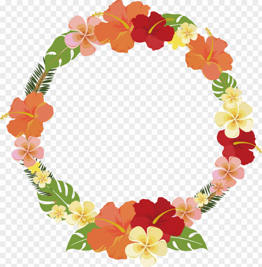 Round Summer Flower Decorative Frame PNG