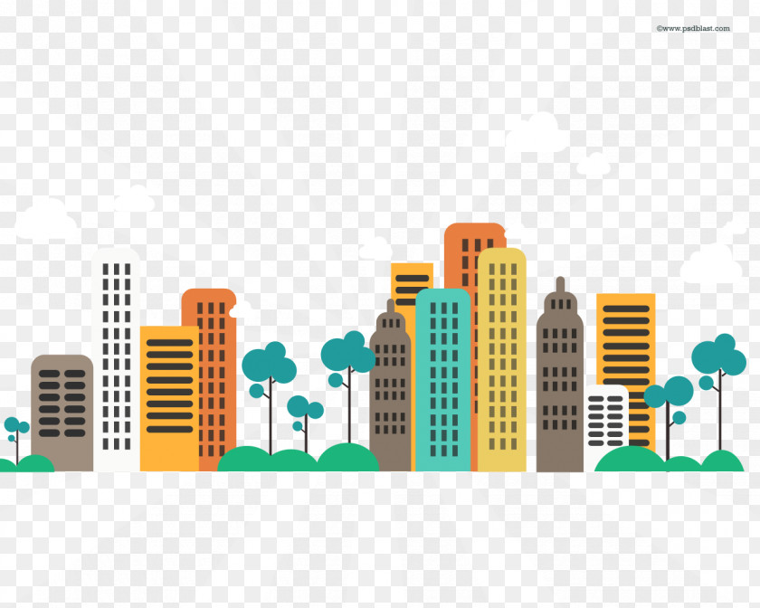 Flat Color Abstract Urban Background Apartment City PNG