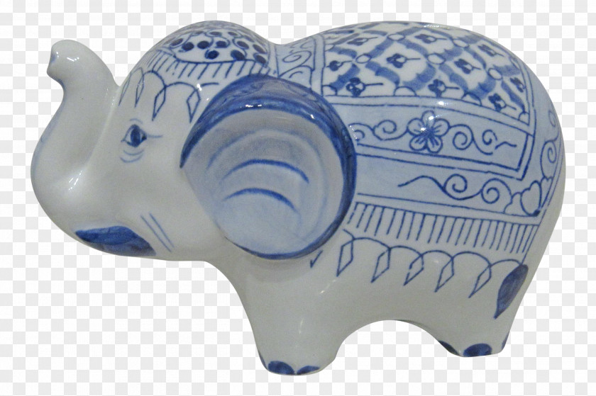 Hand Painted Piggy Bank Ceramic Figurine Blue And White Pottery Porcelain PNG