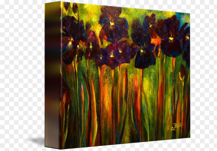 Flower Modern Art Acrylic Paint Gallery Wrap PNG