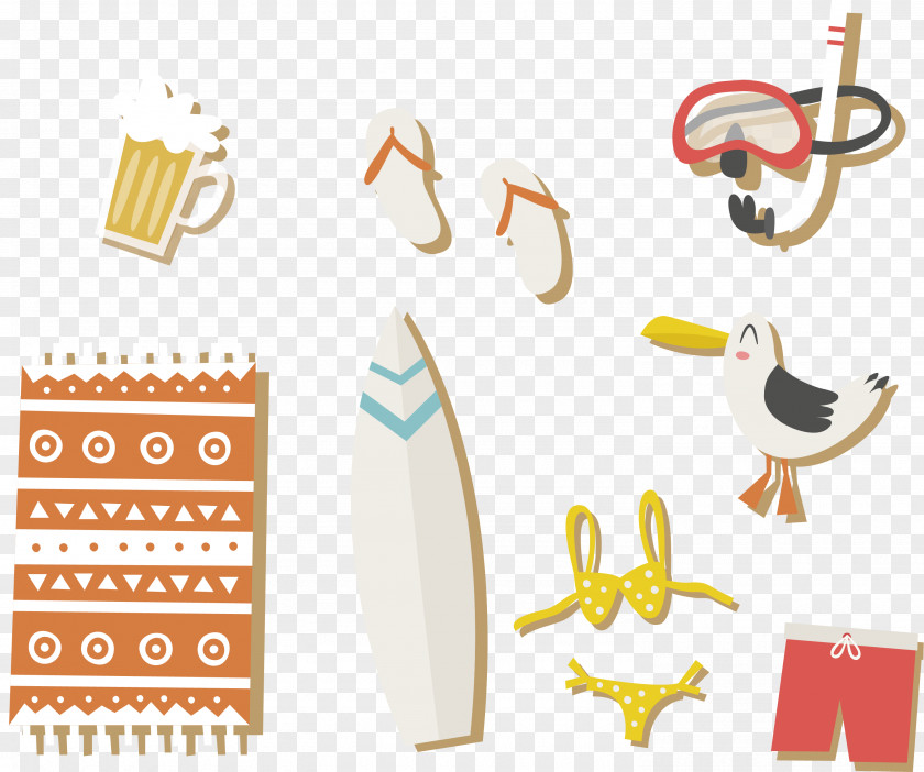 Cute Beach Vacation Poster Clip Art PNG