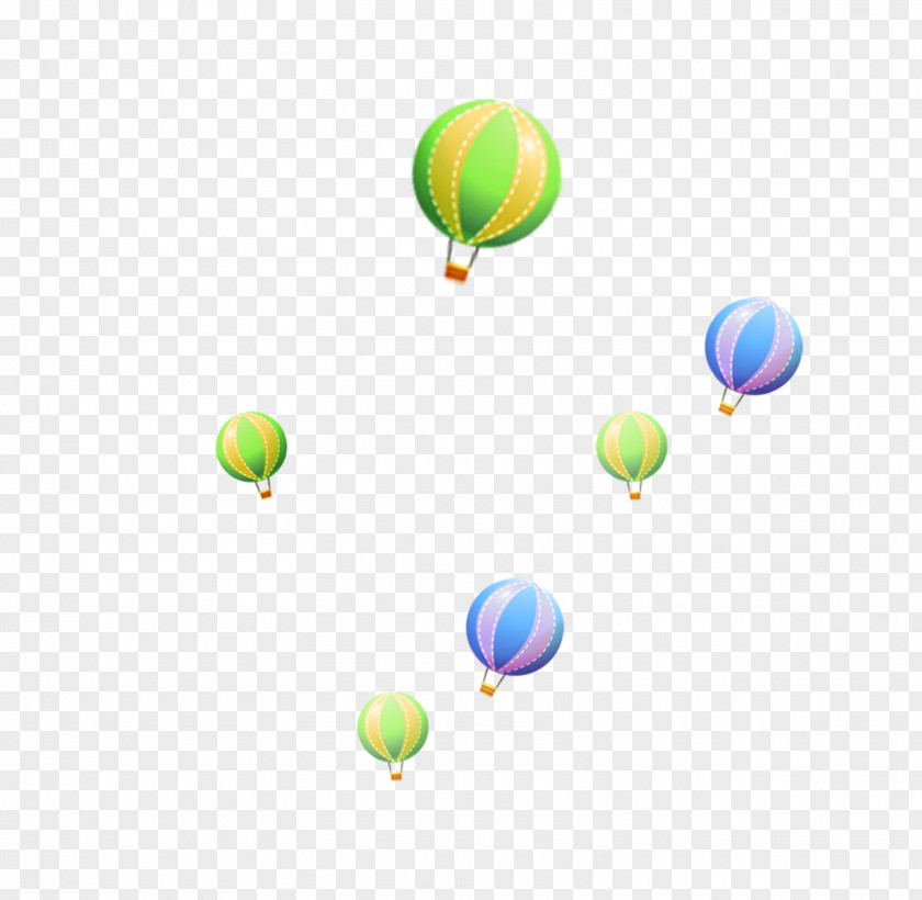 Green Simple Hot Air Balloon Floating Material Download PNG