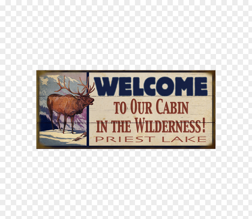 Old Wood Sign Hunting Elk Log Cabin Family Tree PNG