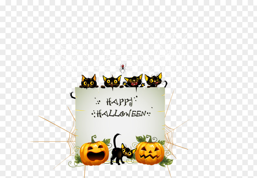 Vector Happy Halloween Black Cat Jack-o-lantern PNG