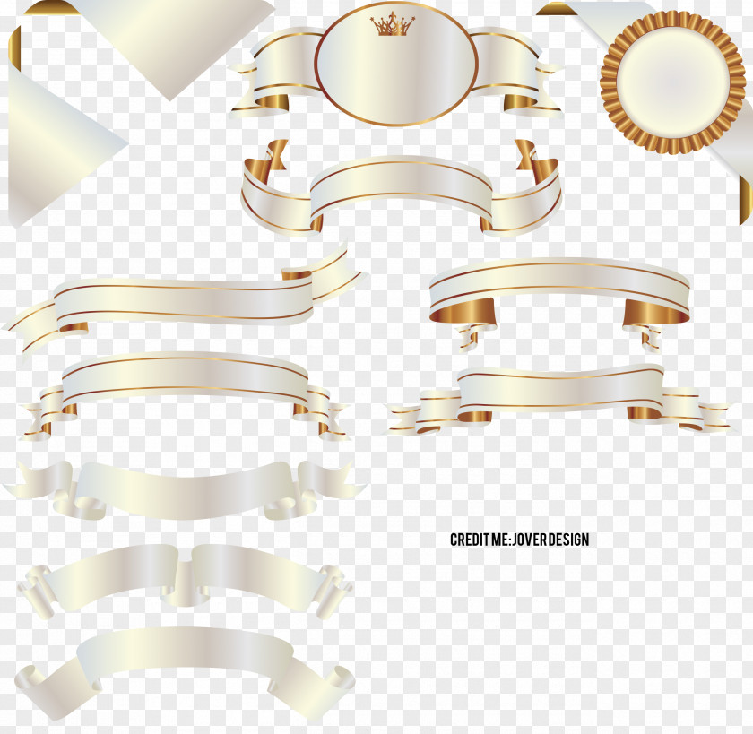 Gold Ribbon Label Sticker PNG