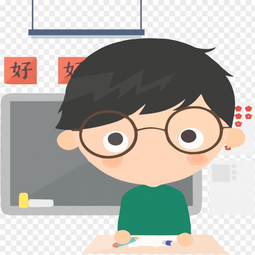Student Boy With Blackboard Classroom Software PNG