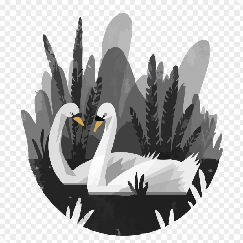 Hand-painted Haystacks And The Swan Drawing Art Illustrator Graphic Design Illustration PNG