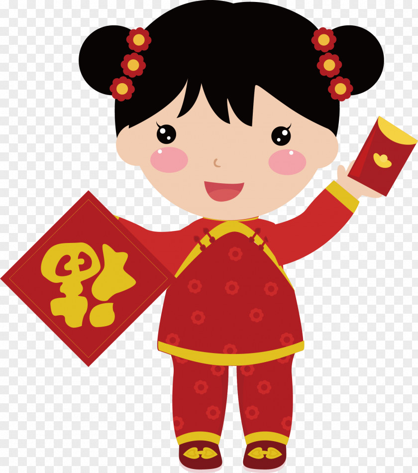 Character Vector Hand-painted Dolls Chinese New Year Doll Child PNG
