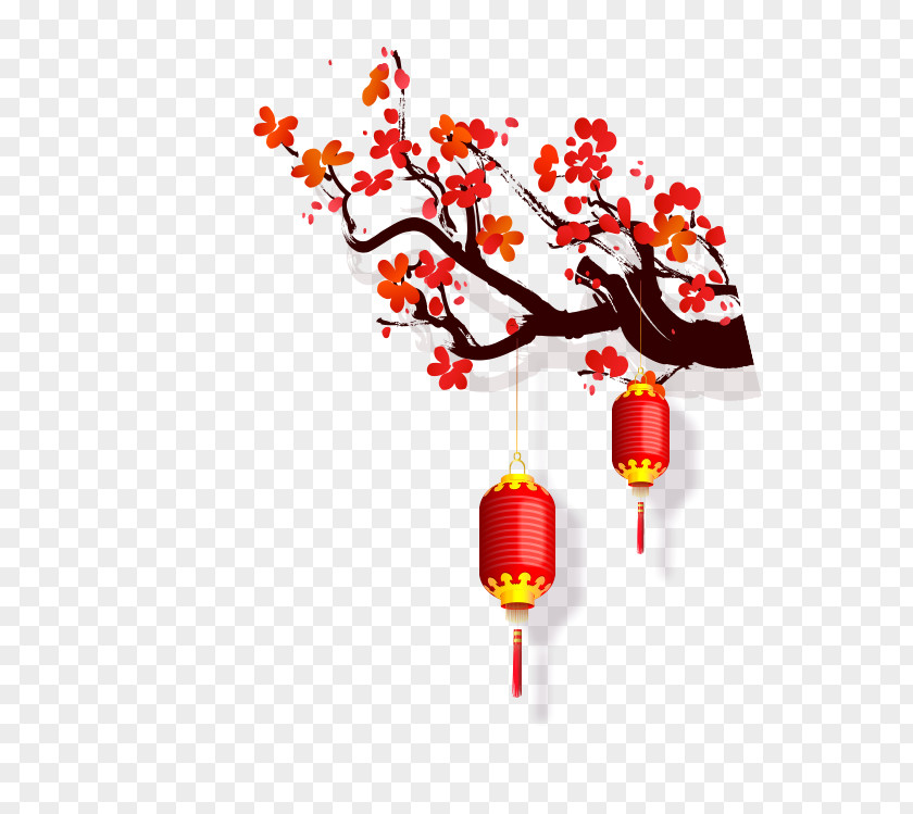 Plum Flower Chinese New Year Yi Ci Lantern PNG