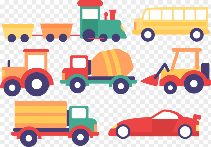 Vector Cartoon Cars Trucks Vans Car Mercedes-Benz Vehicle Truck PNG