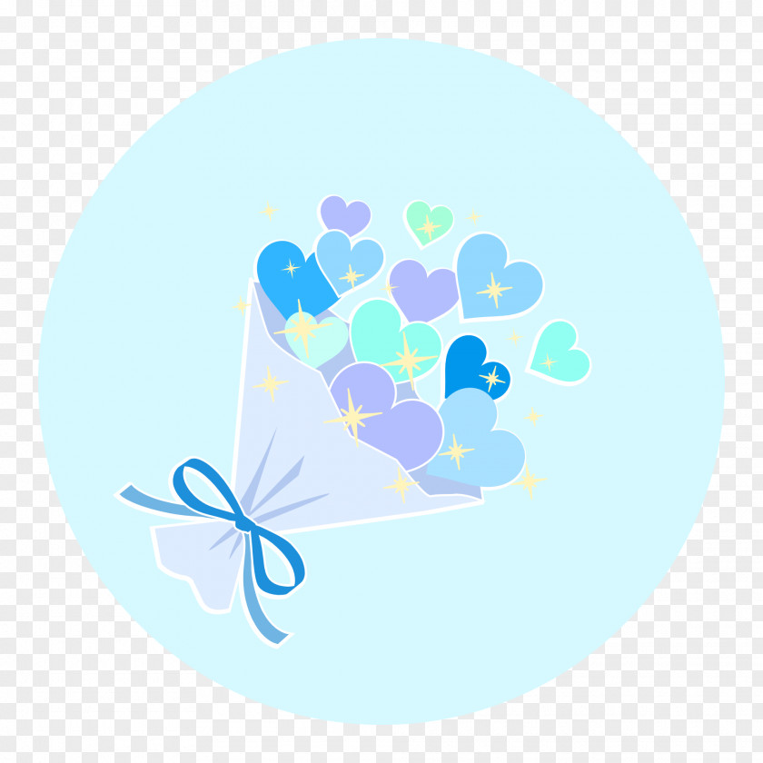 Bouquet Of Heart Blue Purple With Round Background PNG