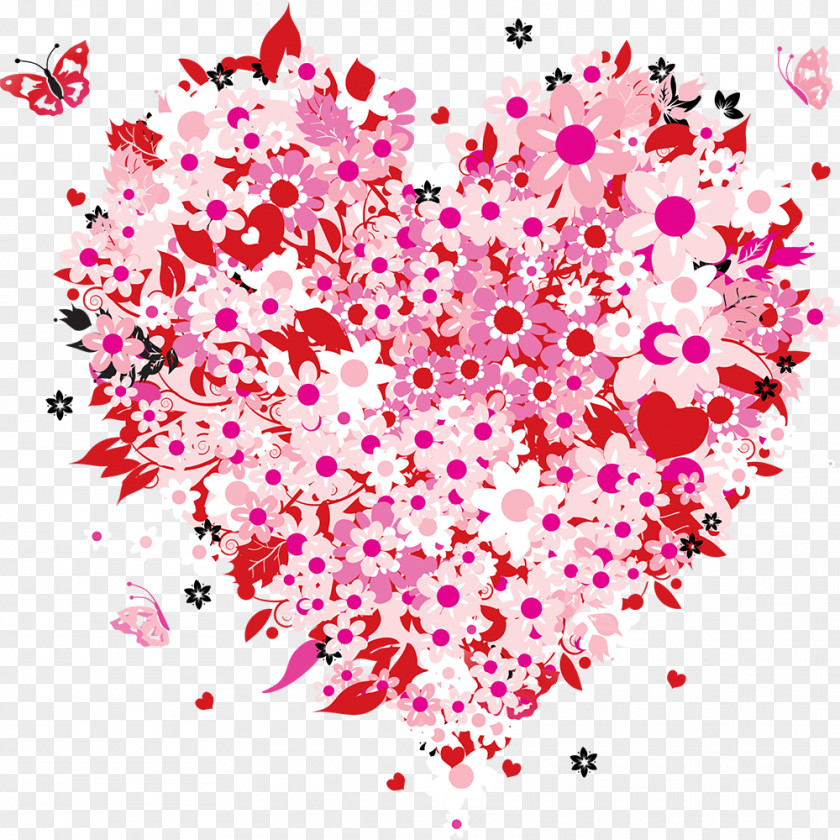 Valentines Day Heart Flower Clip Art PNG