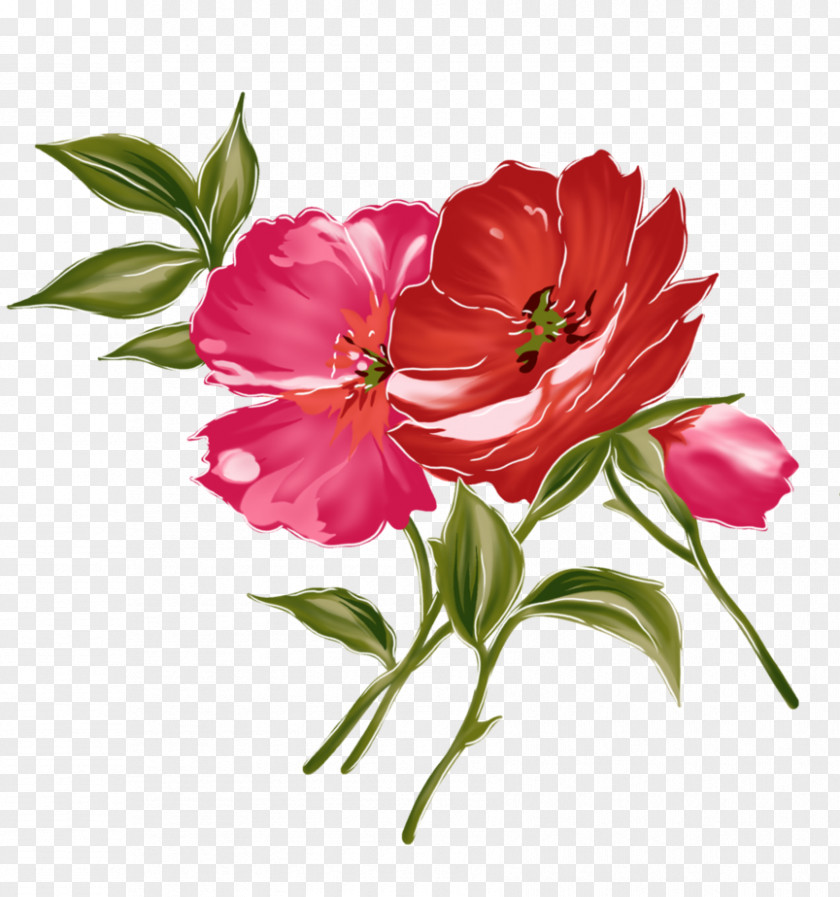 Watercolor Mother Flower Painting Red PNG