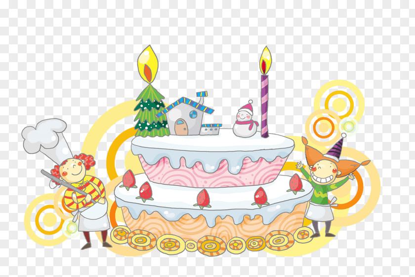 Christmas Border Cake Tart Drawing Birthday PNG