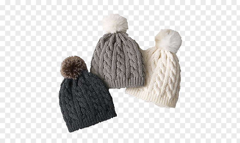 Fake Fur Beanie Knit Cap Knitting Pom-pom Hat PNG