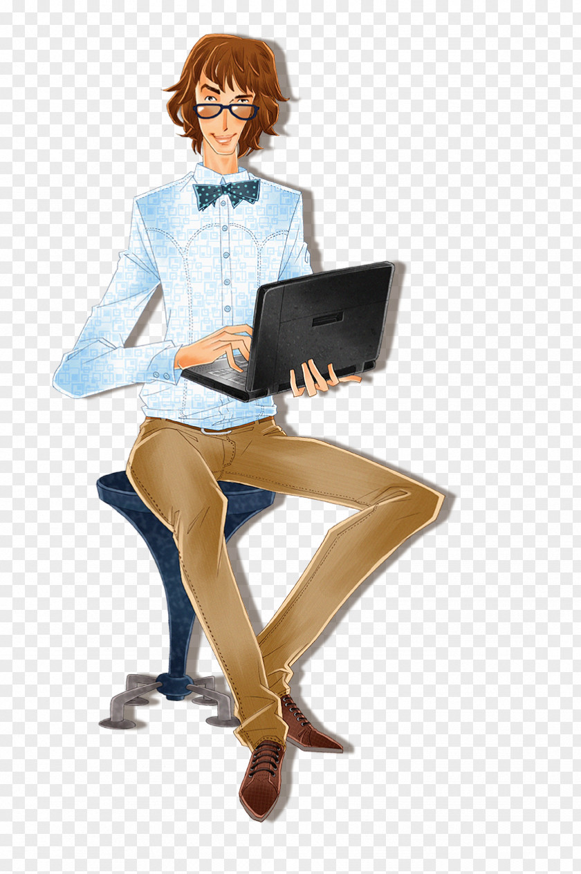 Take White-collar Computer Laptop Cartoon Illustration PNG
