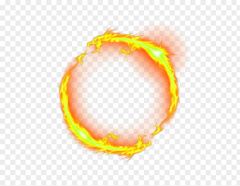 Yellow Chinese Wind Dragon Circle Effect Element Fire PNG