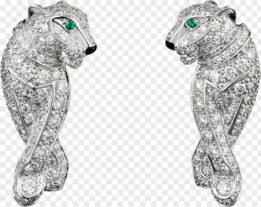 Diamond Cheetah Earring Cartier Jewellery Emerald PNG