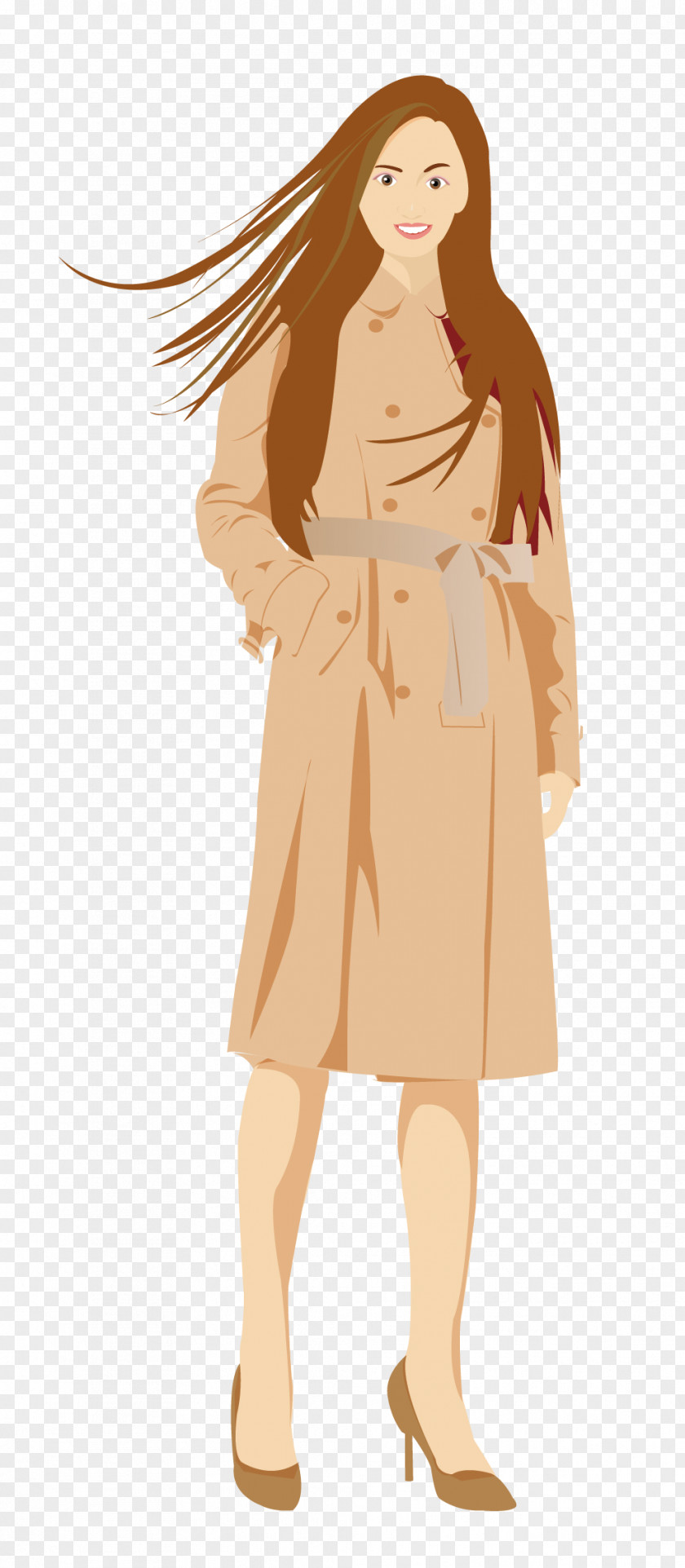 Woman Wearing A Windbreaker Cartoon Illustration PNG