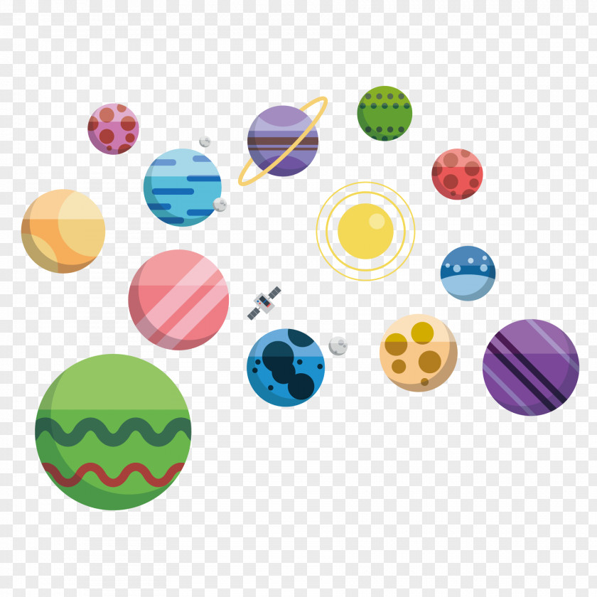 Colored Planet Cartoon Illustration PNG