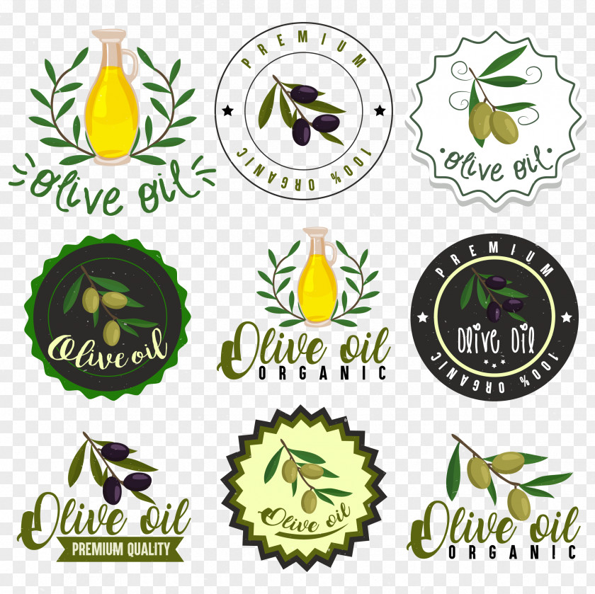 Olive Oil Icon Collection Logo Label PNG