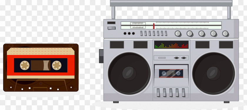 Vintage Radio Cassette Illustration PNG