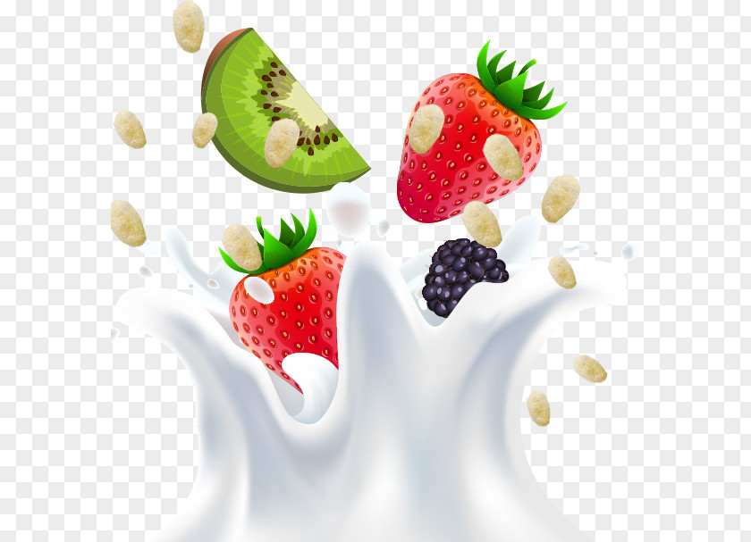 Creative Fruit Milk Strawberry Kiwifruit PNG