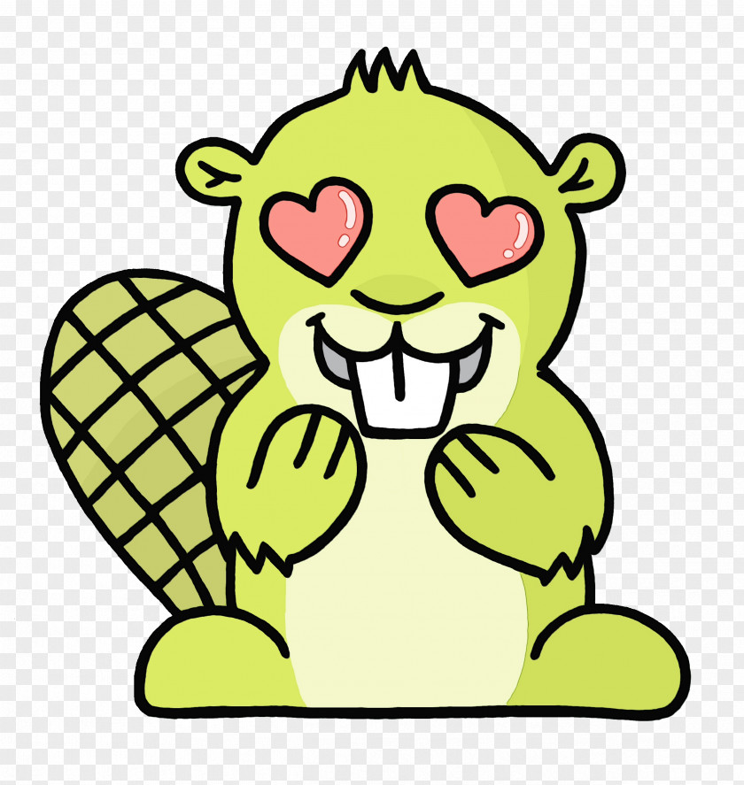 Cartoon Green Yellow Head Waving Hello PNG