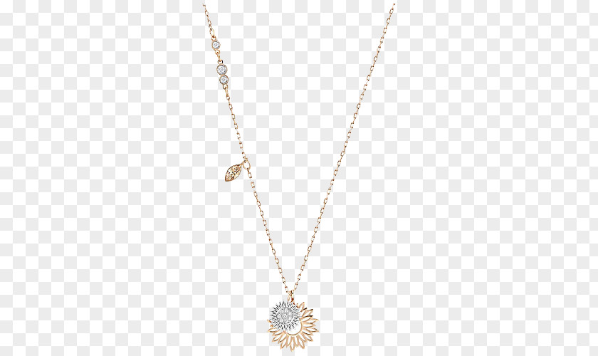 Swarovski Jewelry Women Gold Flower Necklace Pendant Chain Body Piercing Jewellery PNG