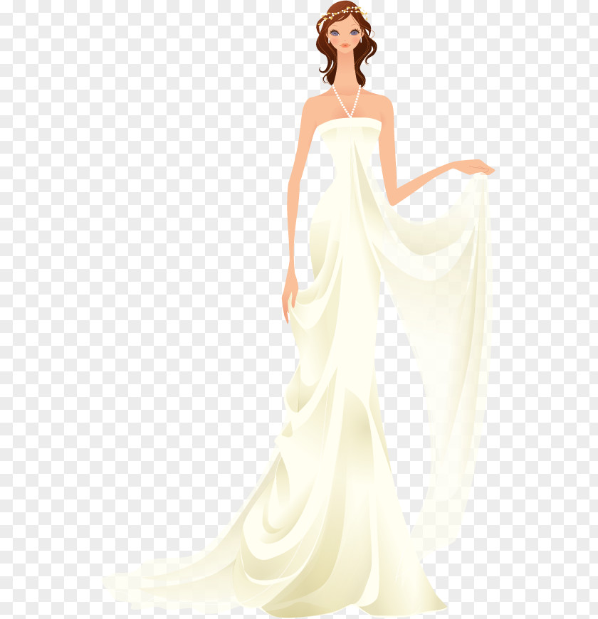 Vector Bride Wearing A White Wedding Dress Satin Cocktail Photo Shoot PNG