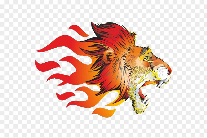 Burning Tiger Lion Sticker Flame PNG