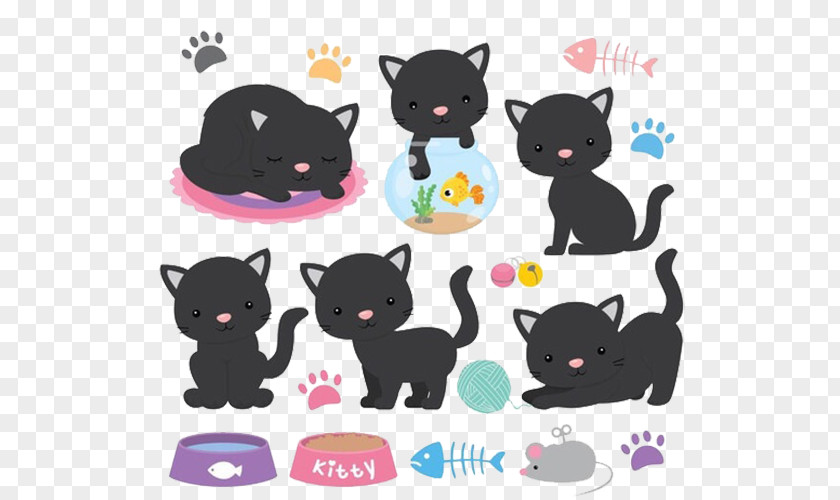 Cat Background Black Kitten Butts Clip Art PNG