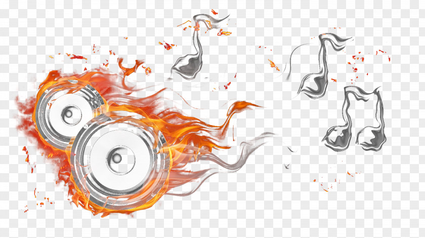 Fire Horn And Notes Musical Note PNG