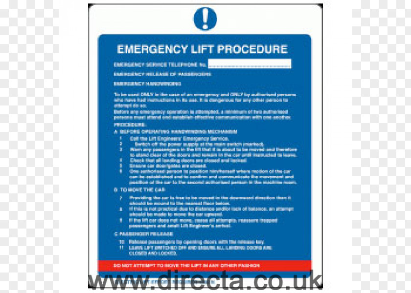 Bulk Emergency Procedure Telephone Number Service Elevator PNG