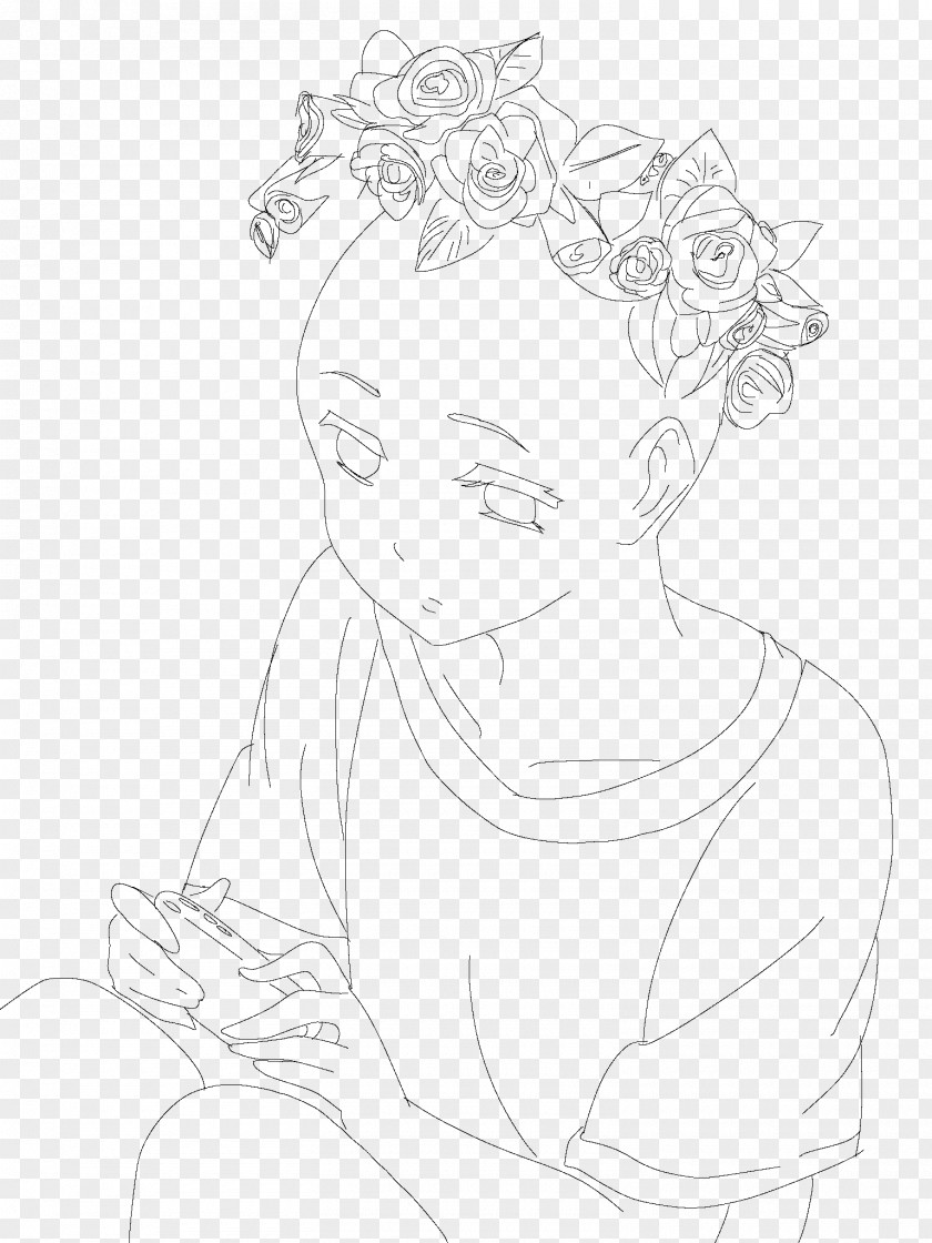 Flower Crown Drawing Line Art Sketch PNG