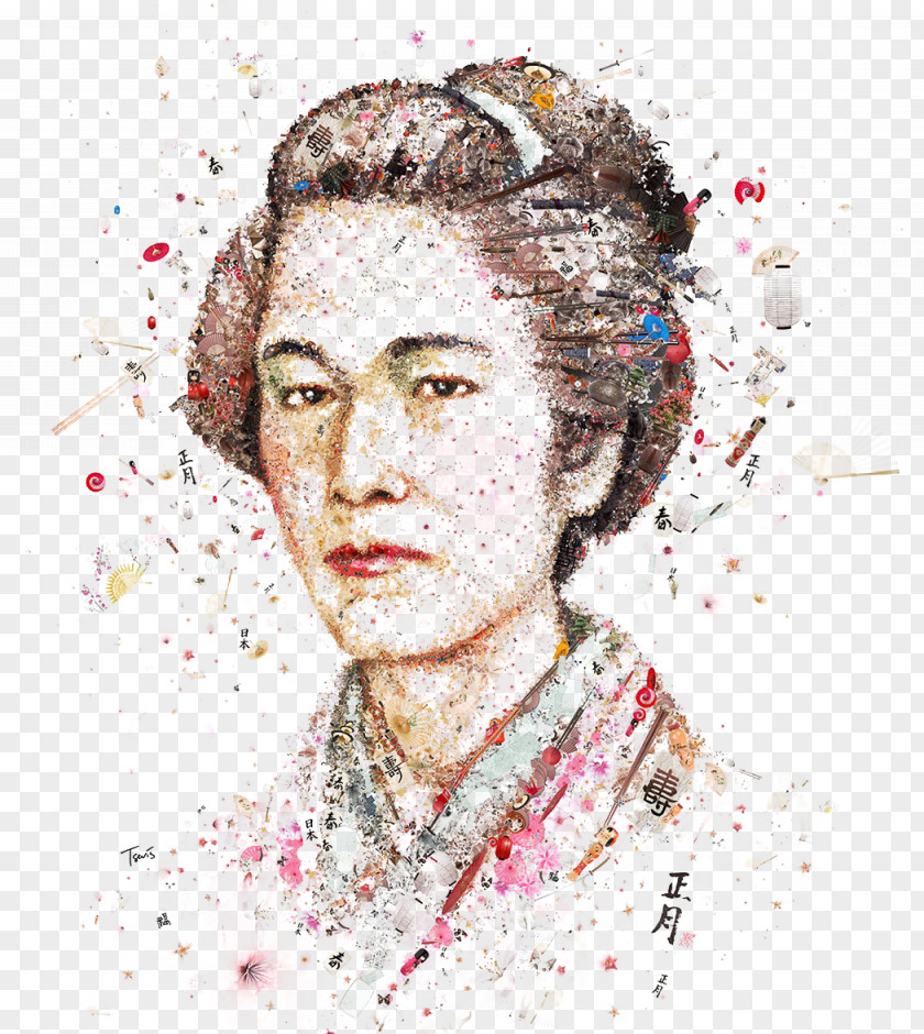 Japanese Women Stitching Illustration Womankind Portrait Magazine Art PNG