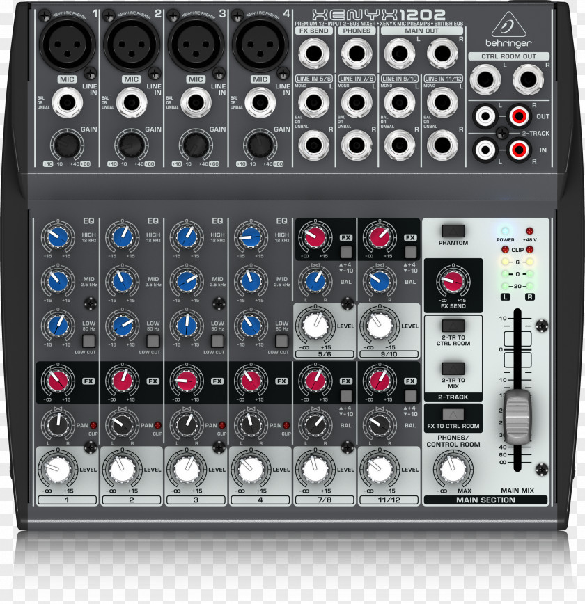 Microphone Audio Mixers Behringer Xenyx 1202FX PNG