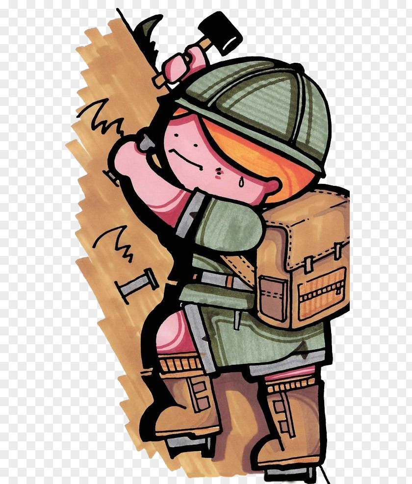 Climbing Children Cartoon Mountaineering Illustration PNG