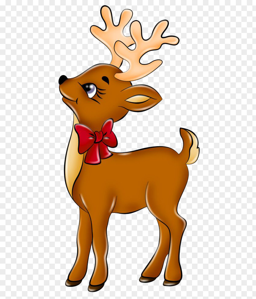 Cute Little Deer Rudolph The Red-Nosed Reindeer Santa Claus Clip Art PNG