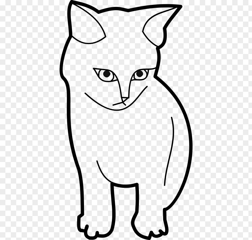 Black Cat Outline Kitten Clip Art PNG