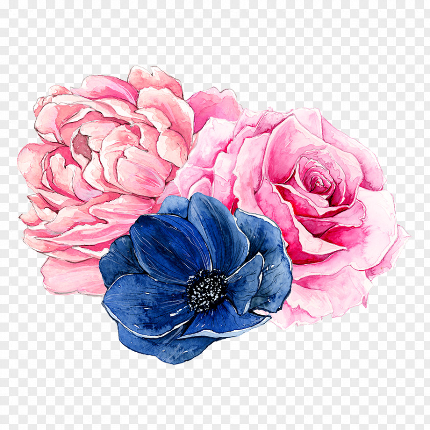 Flower Garden Roses Floral Design Watercolor Painting PNG