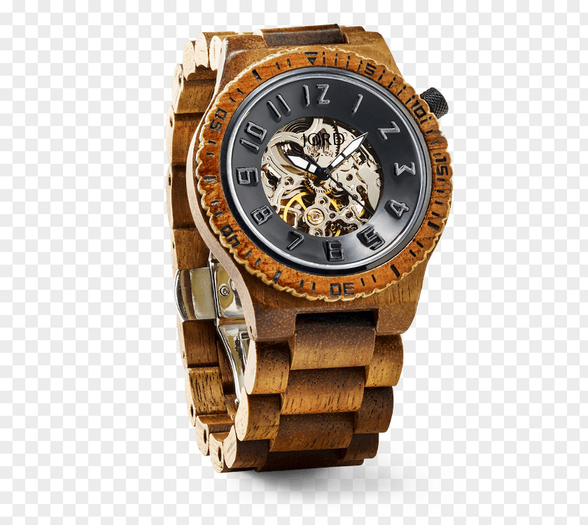 Burl Wood Grain Automatic Watch Clock Movement PNG