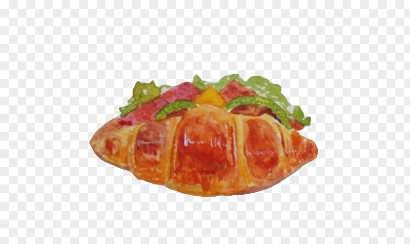 Croissants Hand Painting Material Picture Hamburger Croissant Rou Jia Mo Breakfast PNG