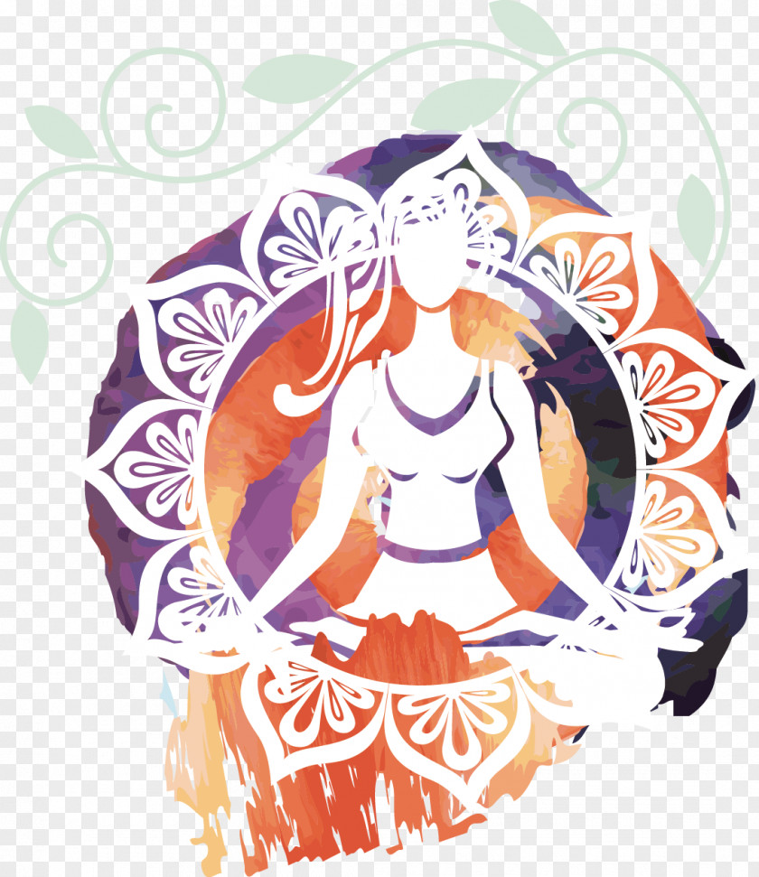 Hand-painted Decorative Painting Vector Yoga PNG