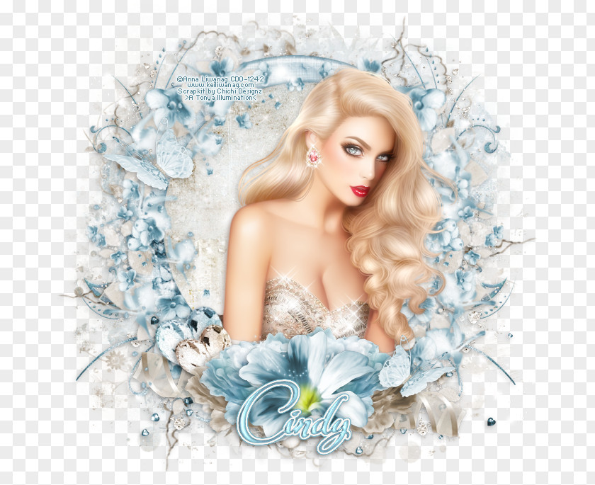 Flower Blond Hair Coloring Turquoise PNG