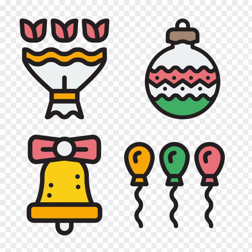 Flattened Balloons And Bells Icon Design PNG